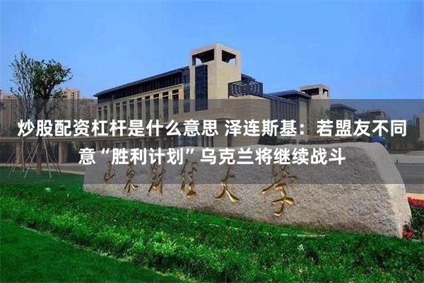 炒股配资杠杆是什么意思 泽连斯基：若盟友不同意“胜利计划”乌克兰将继续战斗