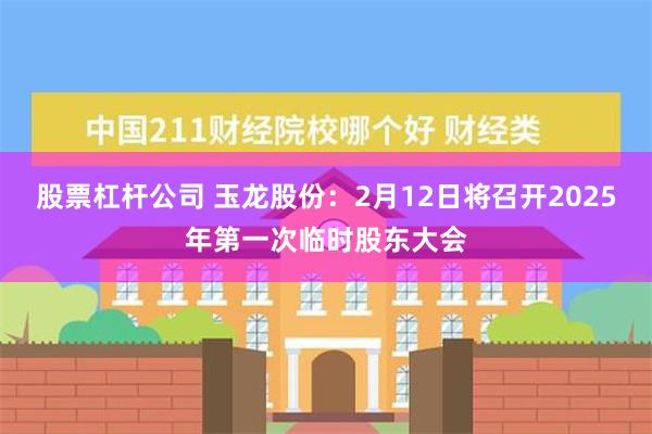 股票杠杆公司 玉龙股份：2月12日将召开2025年第一次临时股东大会